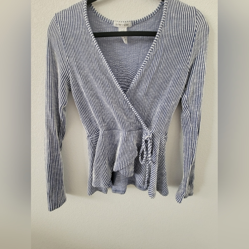 Blue and white long sleeve top